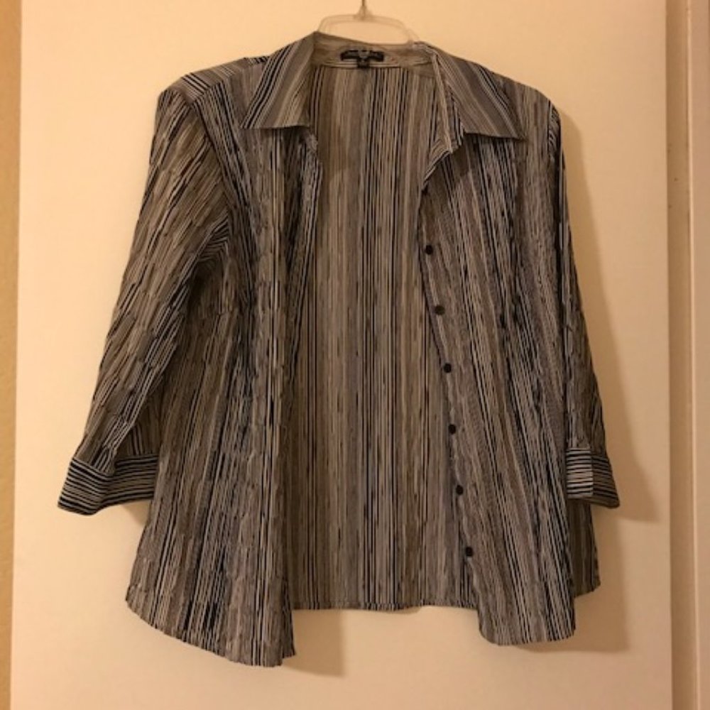 Black and white striped Notations Blouse, M